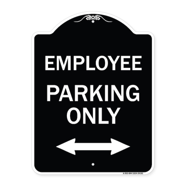 Employee Parking W/ Bi-Directional Arrow Heavy-Gauge Aluminum Sign, 24" x 18", BW-1824-24101